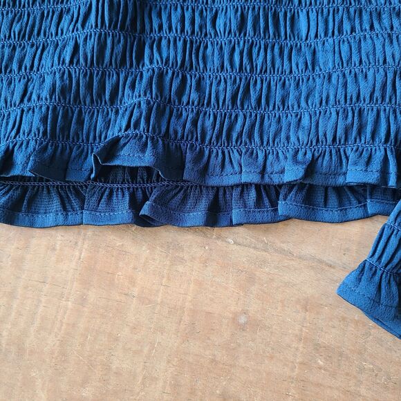 OPEN EDIT Nordstrom Womens XL Rouched Blue‎ Aurora Top Line Sleeve NEW - Picture 6 of 6